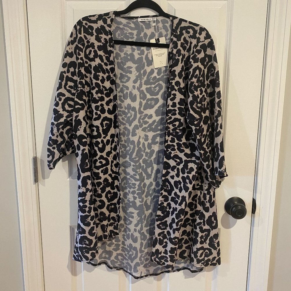 NWT Pink‎ Milly Leopard Print Duster - Size Small